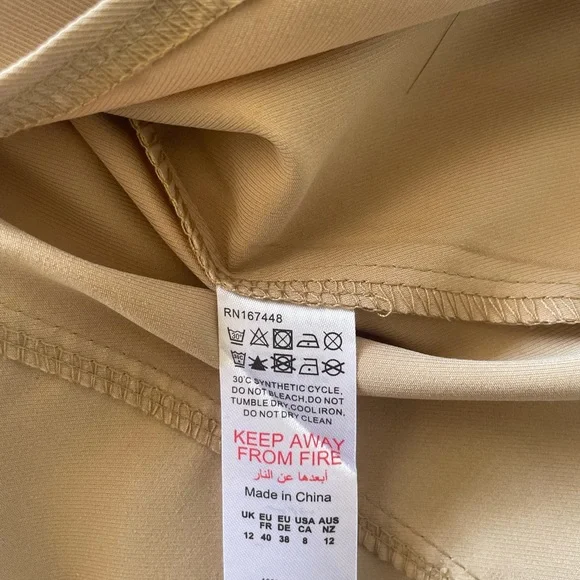 NWT PrettyLittleThing Strapless Cargo Midi Dress W-8 Tan Zip Front Utility - Picture 10 of 10
